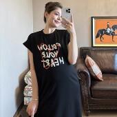 新款 黑色连衣裙女夏季 宽松显瘦裙子 心动女孩 PEIPEI佩佩孕妇装