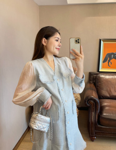 秋装 拼接设计高端外套连衣裙秋季 上衣 小香法式 PEIPEI佩佩孕妇装