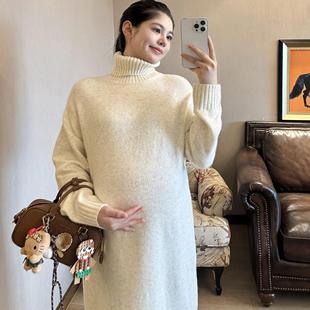 PEIPEI佩佩高定孕妇装新款高龄长裙毛衣连衣裙宽松秋冬大码外穿韩