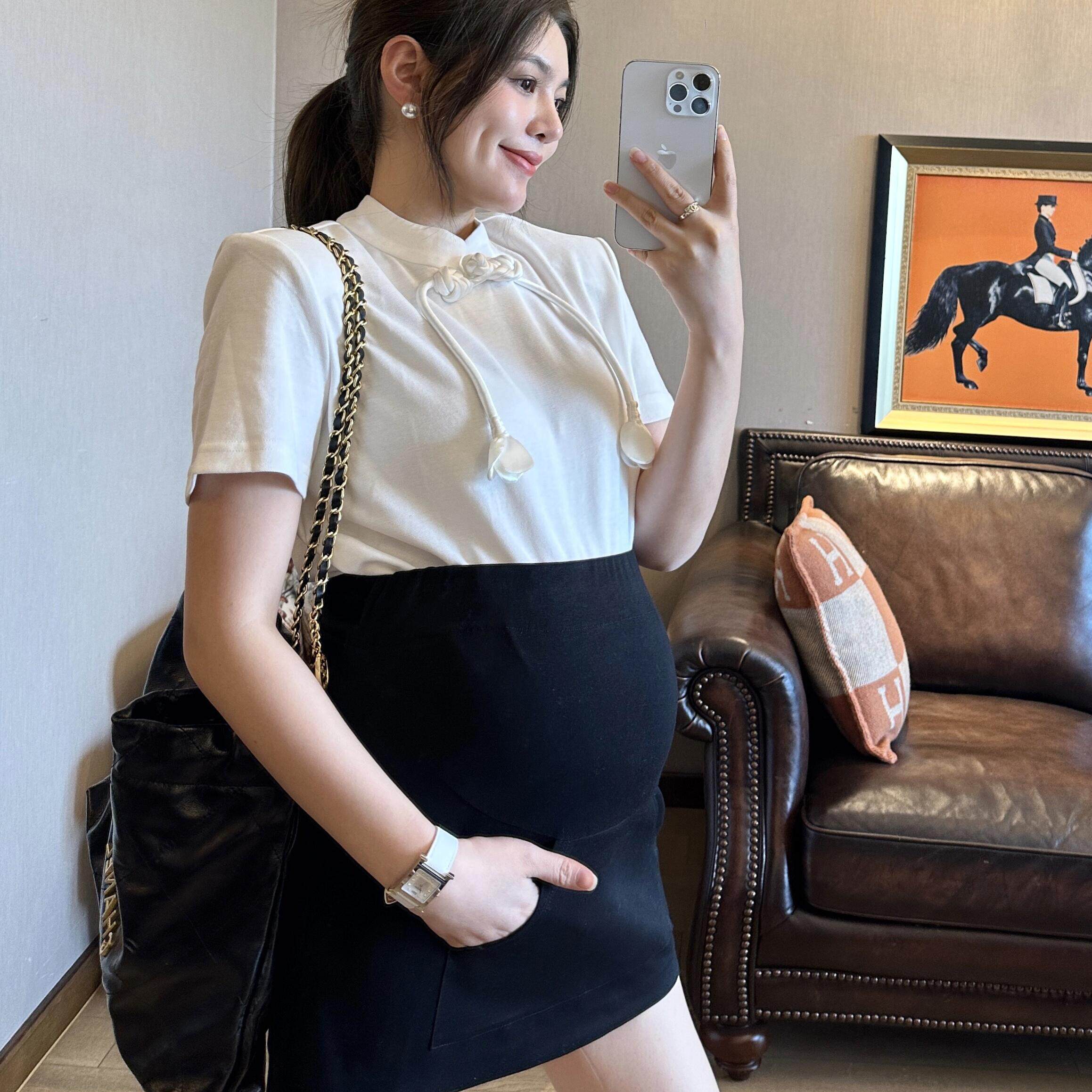 PEIPEI佩佩高定孕妇装半身裙孕妇裙弹力托腹松紧收缩打底春夏装