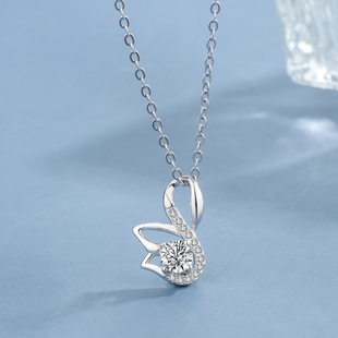 s925纯银项链女轻奢小众十字链小天鹅吊坠生日情人节礼物送女朋友