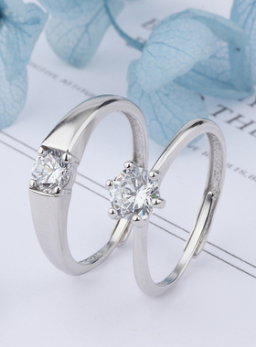 S925纯银结婚求婚开口情侣戒指