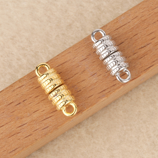 S925纯银DIY三纹形磁铁扣配件手链项链扣头手工材料银饰品吸铁扣