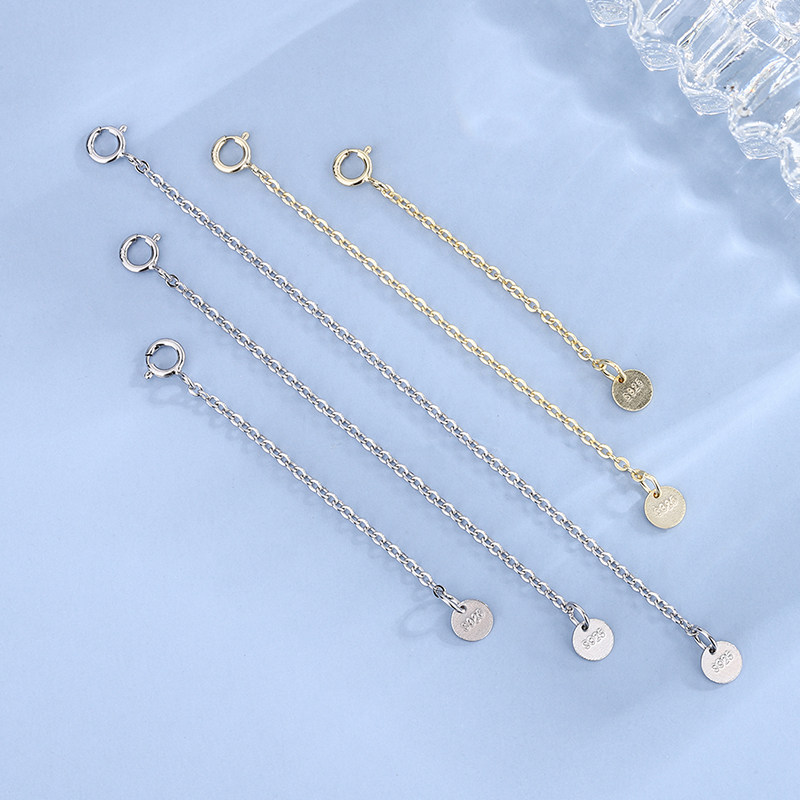 纯银延长链项链925银手链万能增长调节DIY链条加长配件链尾接长扣