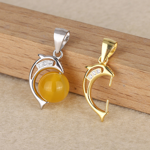 S925银男女银扣配件扣子吊坠扣瓜子扣头圆珠夹扣水晶珠扣珠子夹扣