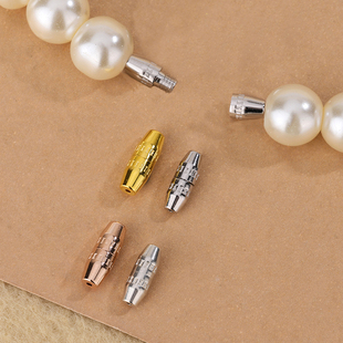 S925纯银螺丝扣DIY手工饰品串珠项链配件珍珠扣手链项链连接扣头