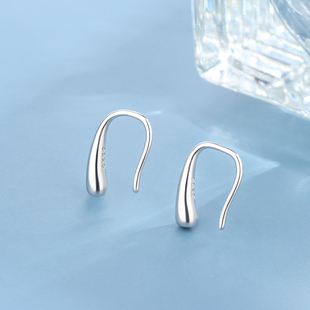 S925纯银天使之泪耳勾耳环耳钉耳饰小巧简约气质百搭冷淡风银耳钩