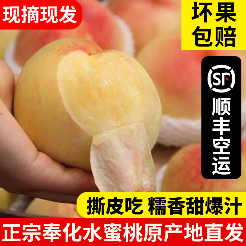 正宗宁波奉化水蜜桃特惠礼盒装超大甜桃子新鲜水果现摘湖景玉露桃