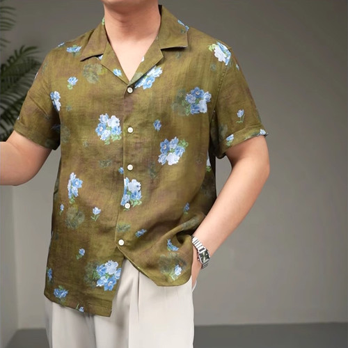 无品牌古巴领短袖日系