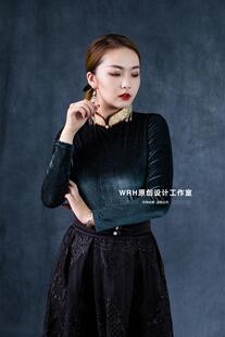 SUUNAI.WRH女装两件套上衣裙子蒙古风民族元素赫本风纯色长袖立领