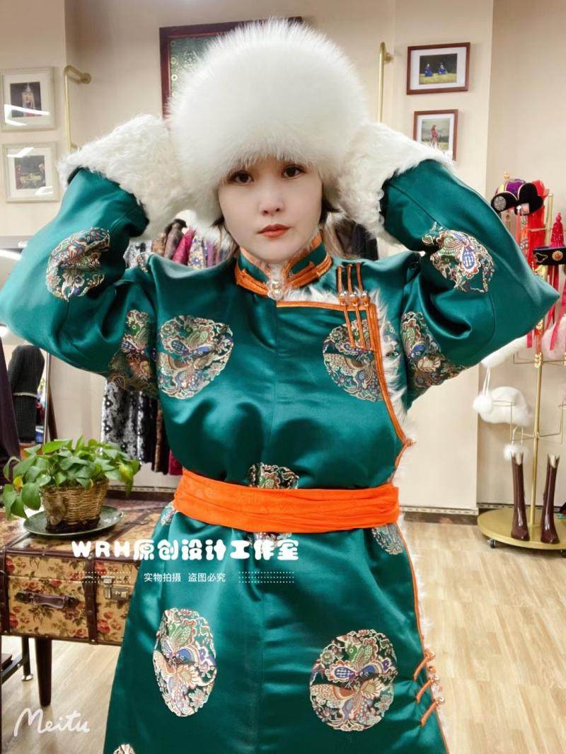 SUUNAI.WRH女装蒙古袍棉衣外套长袖刺绣常规通勤羊羔毛夹棉冬季