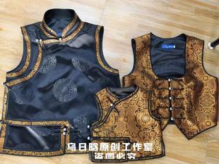 SUUNAI.WRH蒙古童装亲子家庭装马甲蒙古马夹民族风纯色背心保暖潮