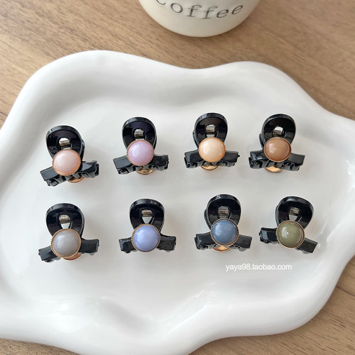 韩国博主同款迷你小号小豆豆抓夹法式百搭黑色刘海夹侧边碎发顶夹