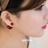 双球圆球前后大小球耳钉耳环防过敏 韩国人气时尚 耳饰品 提升气质