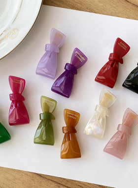 韩国France彩色小号蝴蝶结刘海夹红色鸭嘴夹侧边碎发夹法式少女心