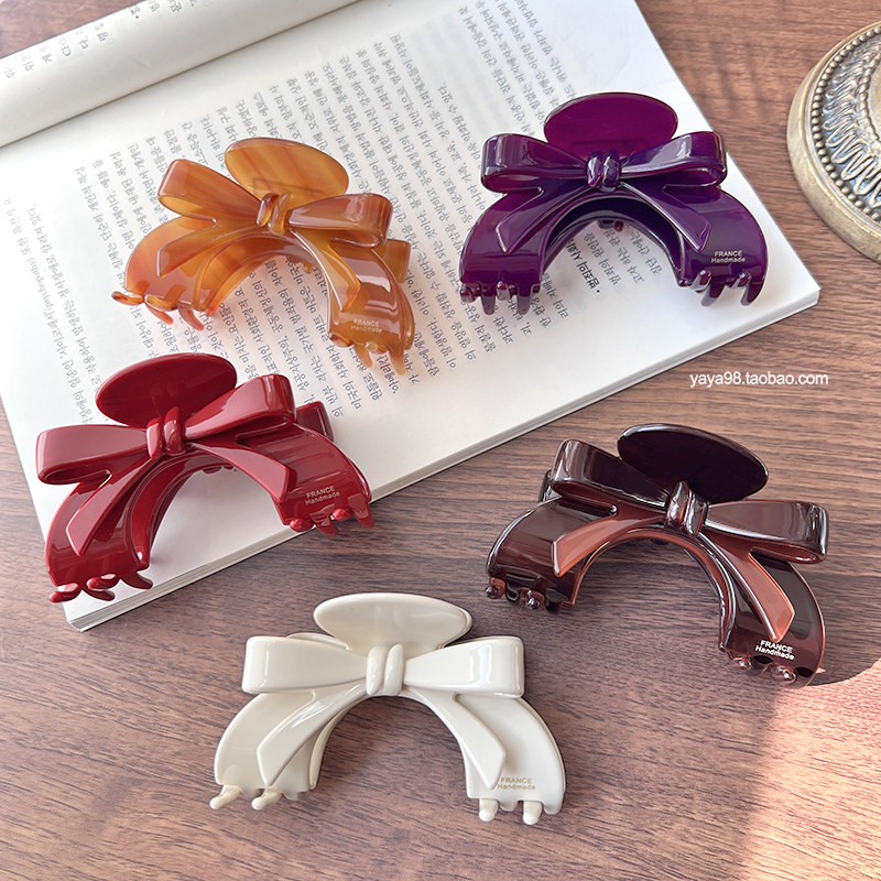 韩国France博主同款双面立体蝴蝶结盘发鲨鱼夹法式焦糖色抓夹发夹,饰品/流行首饰/时尚饰品新,发饰,淘宝优惠券,粉丝福利购,淘宝优惠卷