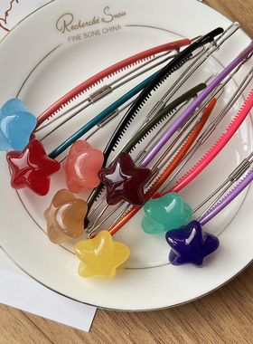 韩国正品GRAIN de BEAUTE果冻糖果色星星发夹马尾夹子横夹大号