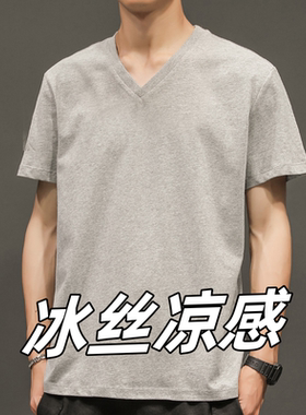 冰丝潮流衣服2025上新款圆领时尚打底t男士短袖T恤内衫搭潮牌纯棉