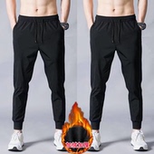 束脚休闲裤 男宽松黑色弹力工作长裤 子男装 秋冬加绒运动裤 修身 小脚