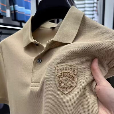 夏季t2025大码商务半袖冰丝休闲薄款翻领恤男士衫新款潮短袖polo