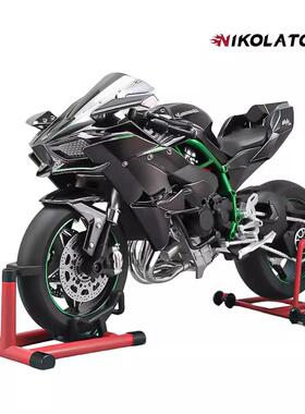 可启动合金动态川崎H2R摩托车模型1:6大尺寸办公室电脑桌桌面摆件