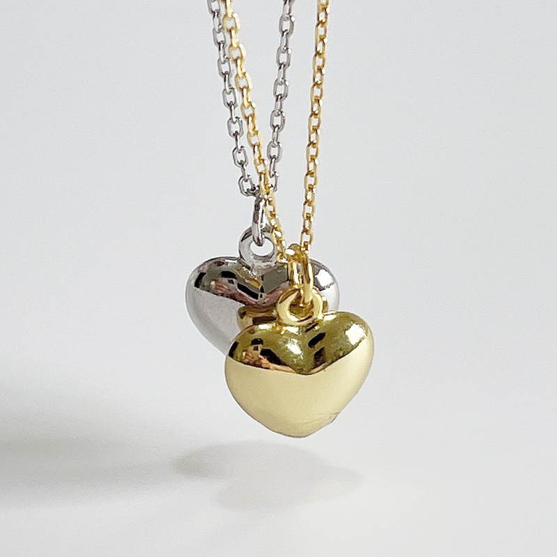 s925纯银小爱心桃心锁骨链项链玫瑰金心形吊坠简约红心18k金韩国