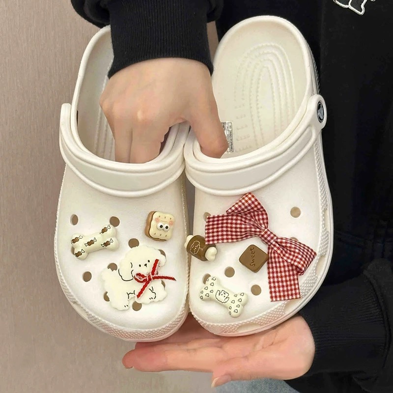 新款卡通洞洞鞋配饰diy蝴蝶结鞋扣适用crocs卡骆驰鞋花配件饰品