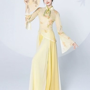 其她古典舞舞蹈服旗袍领上衣飘逸纱衣练功服中国舞民族舞演出服