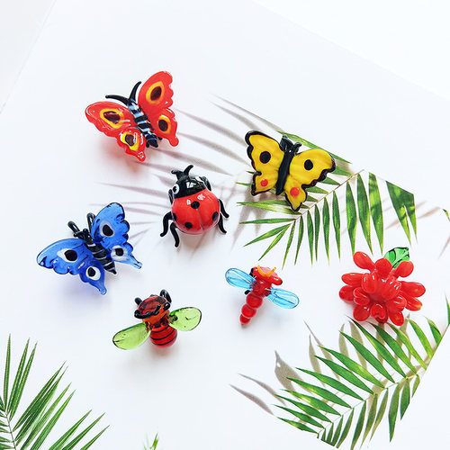 diy手作瓢虫蜜蜂蜻蜓玻璃工艺品