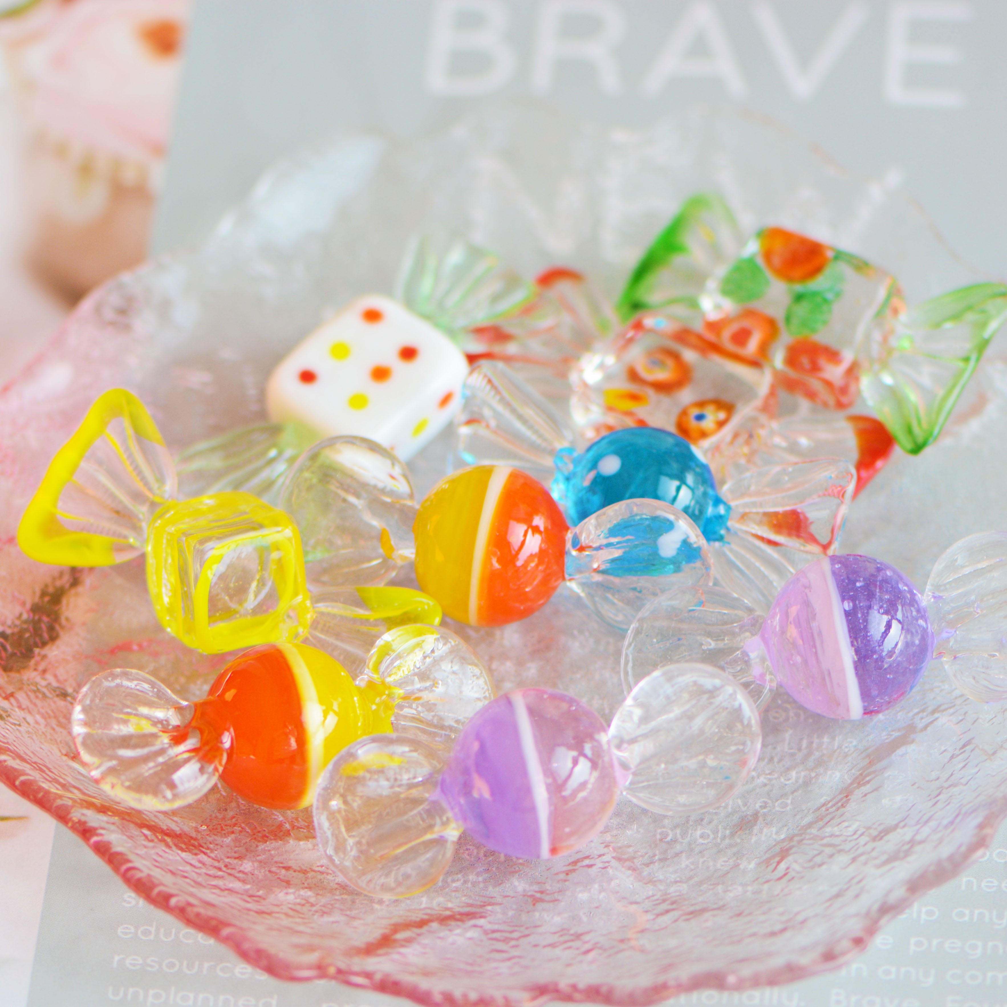 琉璃玻璃糖果摆件果盘装饰童年儿时回忆圣诞新年创意节日礼物桌面