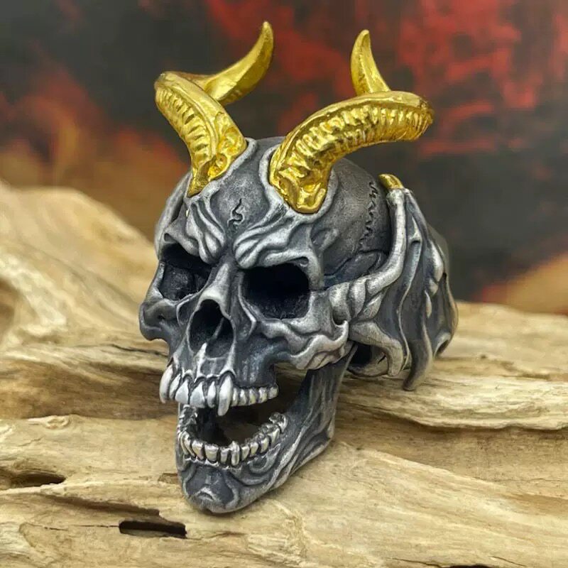 欧美复古恶魔戒指男小众夸张独特暗黑系朋克风嘻哈潮流指环个性