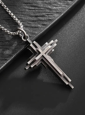 复古几何十字架项链男女中性高级感暗黑系朋克风吊坠设计感配饰
