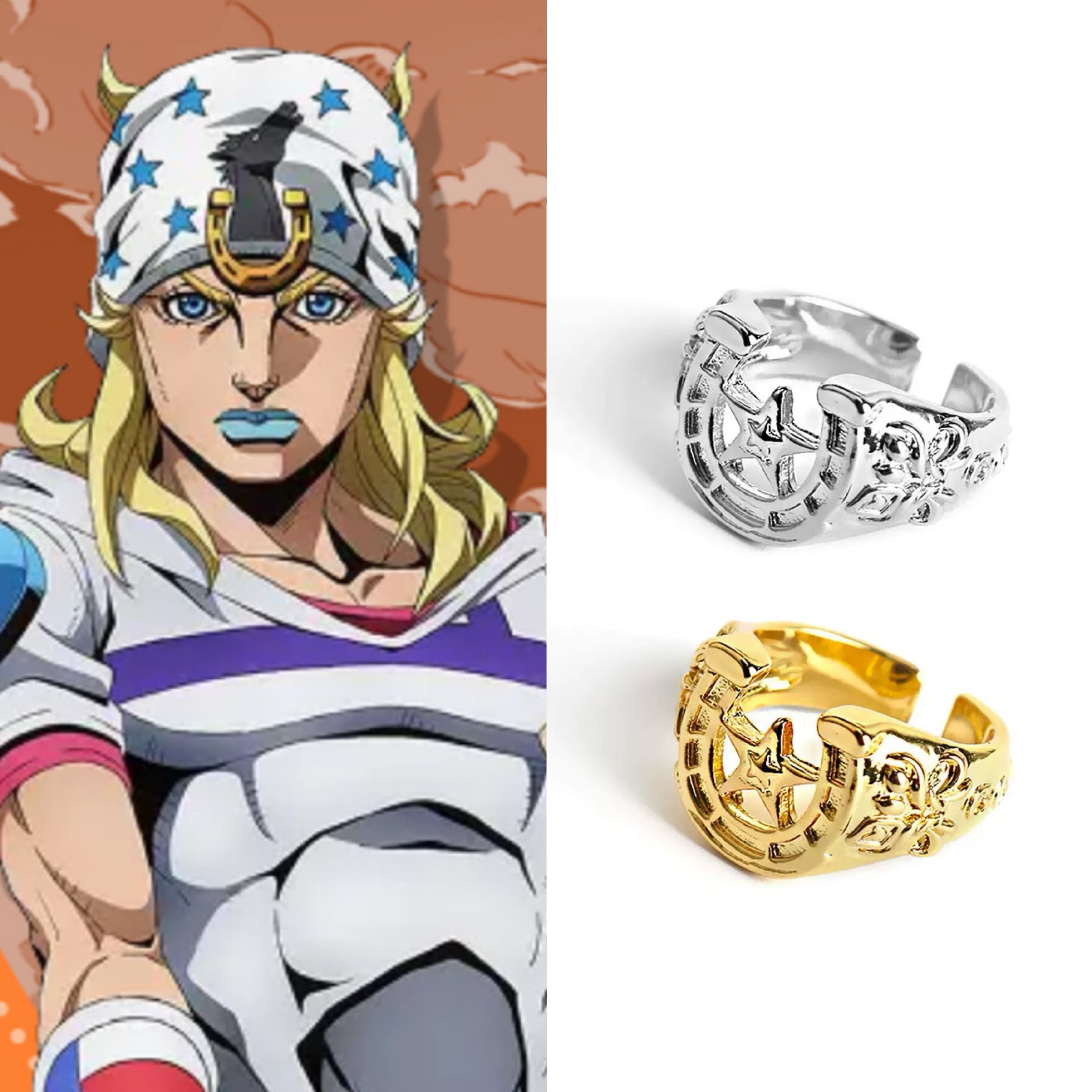 JOJO的奇妙冒险周边戒指飙马野郎乔尼杰洛马蹄指环卡通动漫配饰