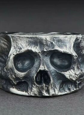 复古骷髅头戒指暗黑朋克