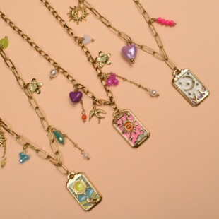 塔罗牌项链女星星月亮太阳大阿卡纳小众高级感潮流锁骨链个性独特