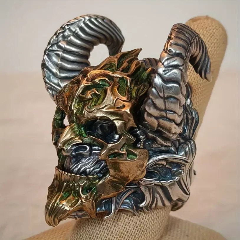 复古骷髅恶魔戒指男夸张欧美朋克风嘻哈潮流指环小众高级感配饰