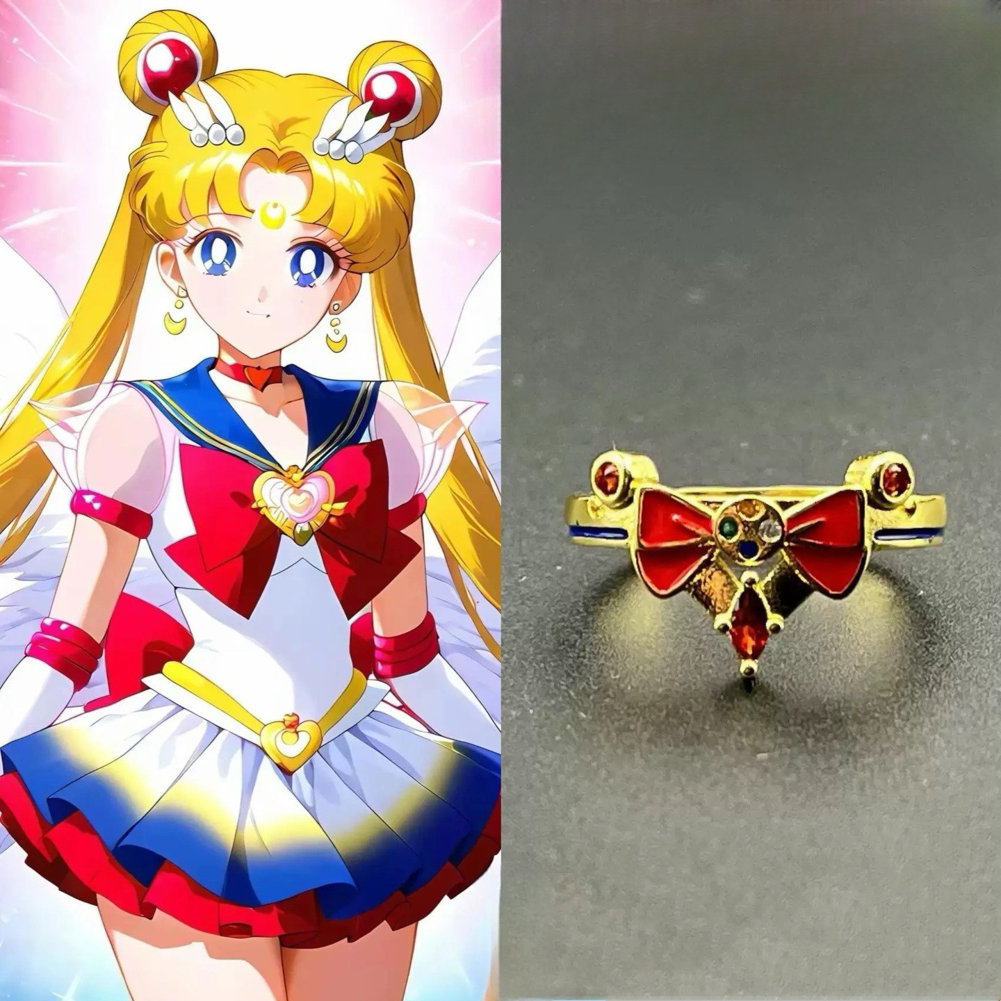 美少女战士周边戒指水冰月同人设计蝴蝶结小众卡通动漫cos指环