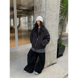 不咸cheese 复古哈林顿毛领棉服翻领外套女冬季加厚保暖棉衣外套