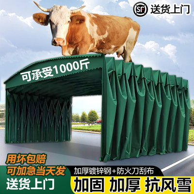 防雨大型移动推拉伸缩雨棚遮阳棚