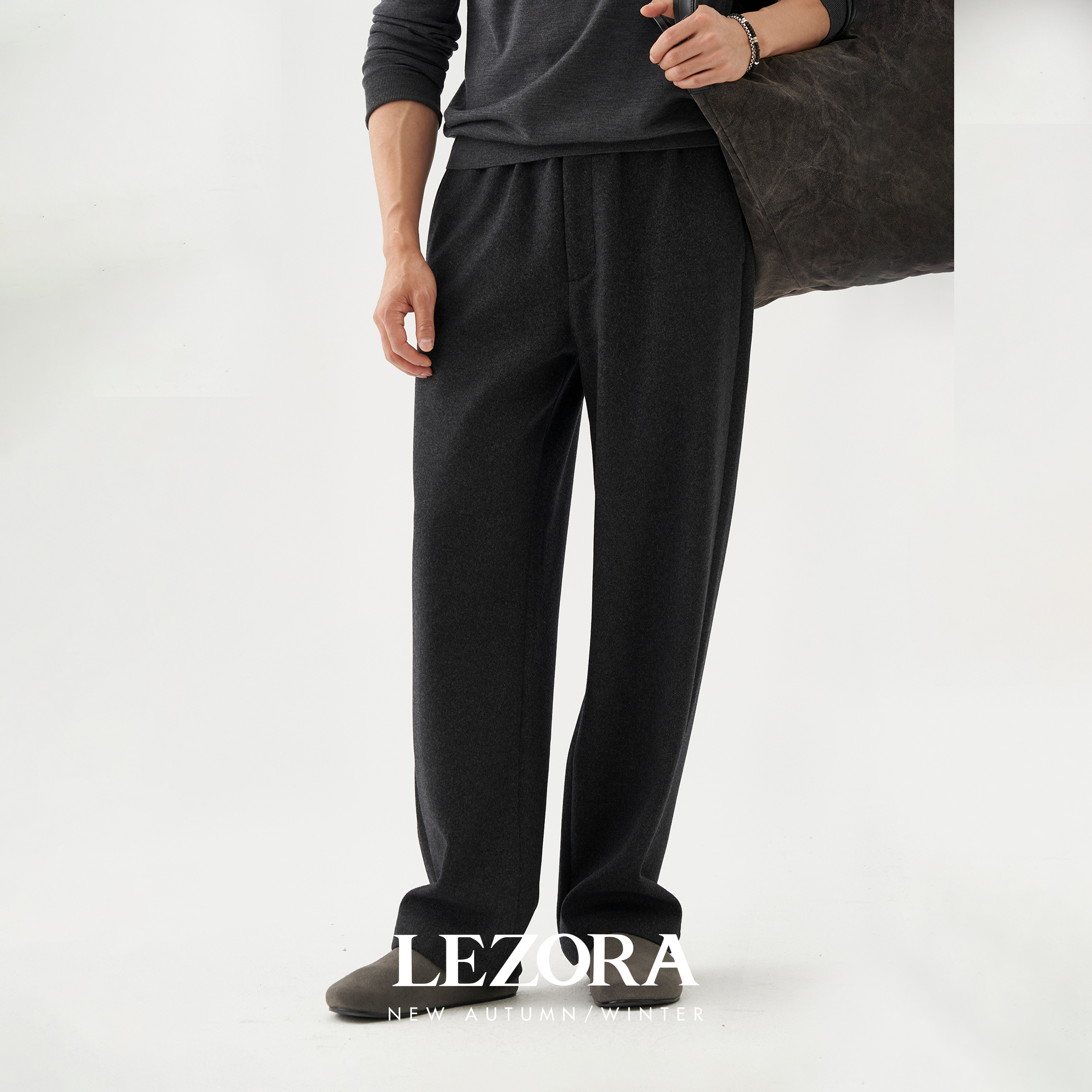 LEZORA针织抓绒羊毛休闲裤