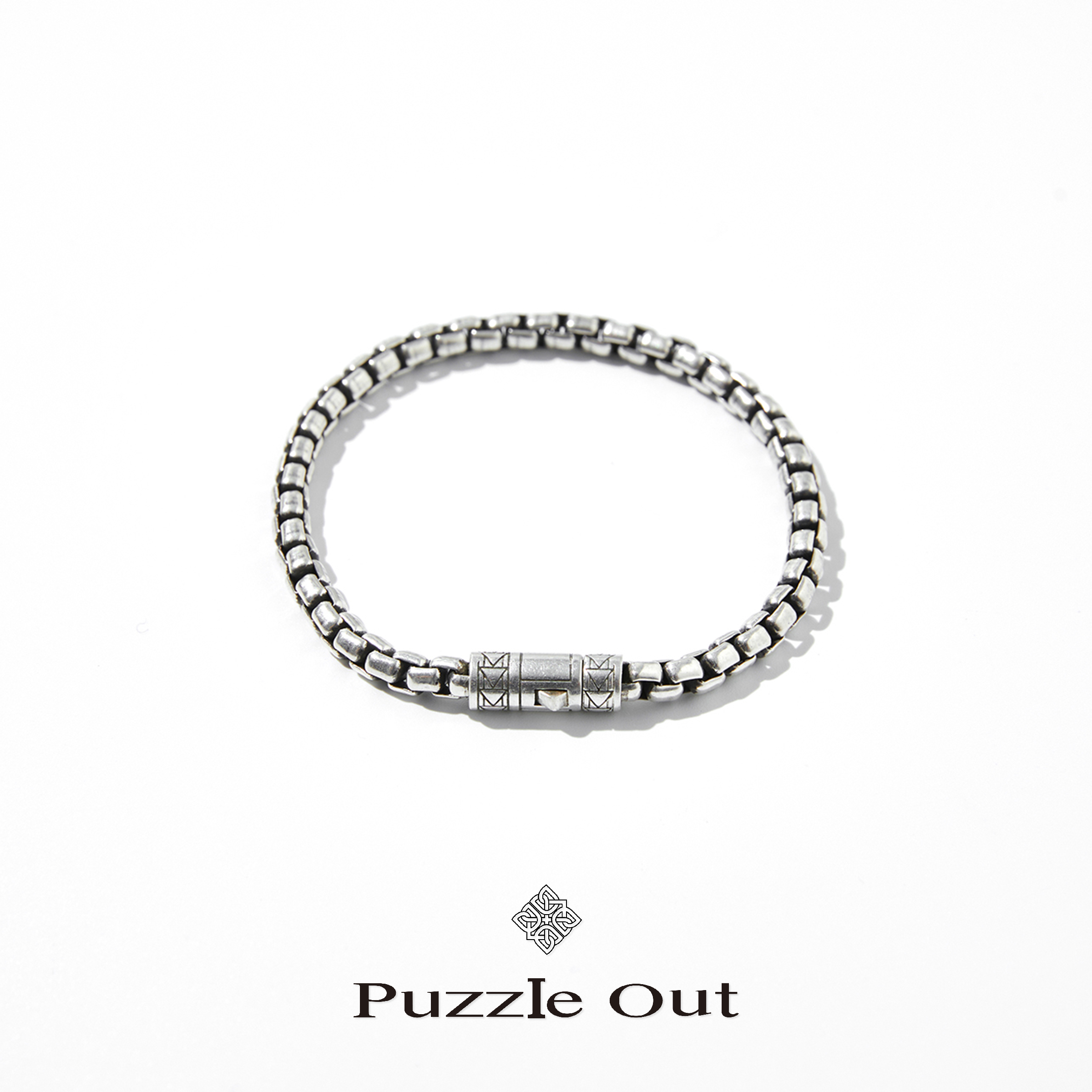 PUZZLEOUT意大利纯银箱纹手链
