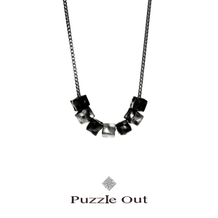 Chain箱纹项链 纯银Box PUZZLE OUT意大利ITALY进口陨石立方