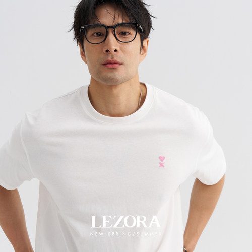 LEZORA汉麻棉透气爱心短袖T恤
