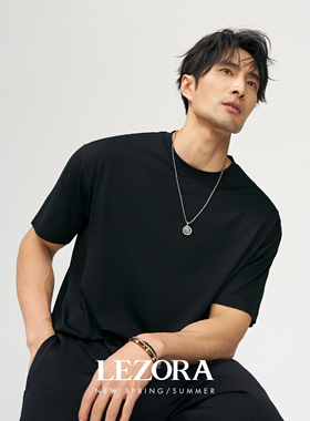 LEZORA细过羊绒！静奢15.5μm美丽诺黄金羊毛抗菌抑臭短袖T恤男