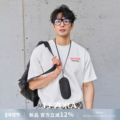 LEZORA空气层粉色胶带宽松T恤