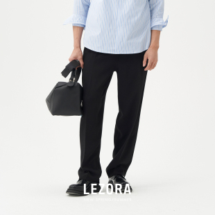男 冷感速干松弛感中缝松紧腰黑色休闲裤 LEZORA宝藏一片式 剪裁
