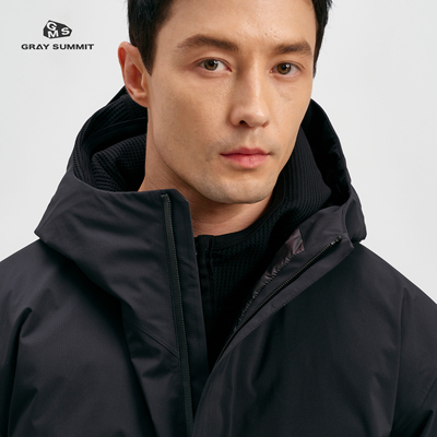 GRAY SUMMIT东丽Dermizax三层压胶白鹅绒商鸟连帽羽绒服男