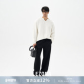 LEZORA 男L50 休闲卫裤 重磅425g空气层 秋冬宽松直筒黑色弯刀裤