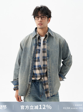 LEZORA 14oz美国cone丹宁 vintage洗水全拉链牛仔夹克外套男