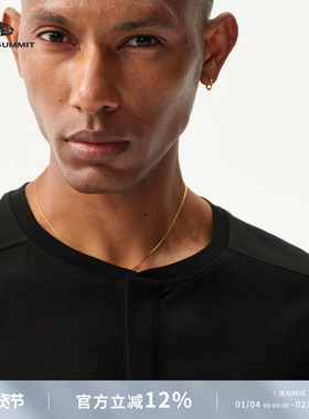 GRAY SUMMIT稀缺15.5微米黄金羊毛 夏鸟KADEM亨利领黑色短袖T恤男